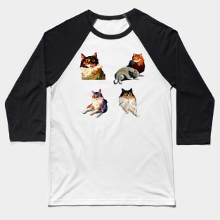 Painted Medieval Cats Baseball T-Shirt